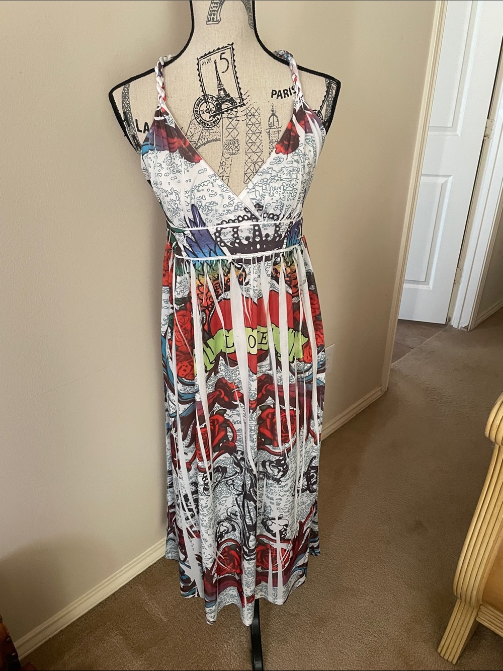 Vintage Y2K-Style Vibrant Long Spaghetti Strap Maxi Dress